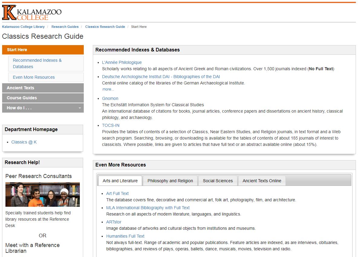 Research Help by Subject 24/7 – Library | Kalamazoo College