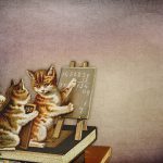 Vintage drawing of a cat teaching math