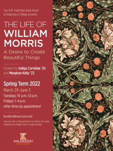Rare Book Room poster Spring 2022 featuring William Morris